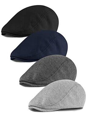New 4 Pieces Newsboy Men's Hat Newsboy Cap Flat Cap Soft Stretch Fit Men Cap